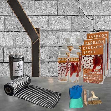 75 ft - Carbon Fiber-Basement Wall Crack Repair Kit - Carbon Fiber Foundation Wall Repair - Easy to use Includes Instructions