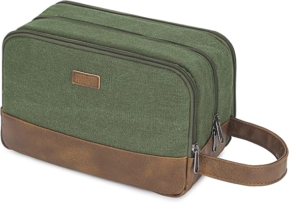 WANDF Travel Toiletry Bag for Men, Canvas Shaving Dopp Kit