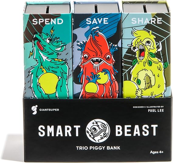 Smart Beast Trio Piggy Bank: 3-in-1 Money-Wise Educational Piggy Bank ...