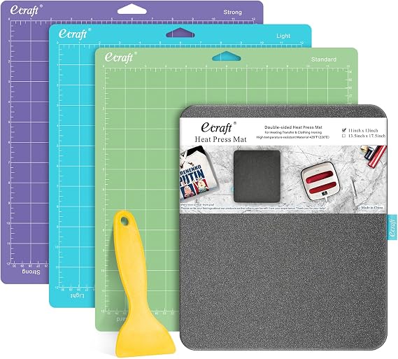 Heat Press Mat for Cricut Easypress (11 x 13 inch) &12"X12" Cutting Mat for Cricut (3 Pack)