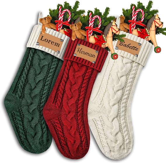 Personalized Christmas Stockings Custom Christmas Stockings with Names Knitted Stockings for Christmas Holiday Decor, Santa Claus Decor