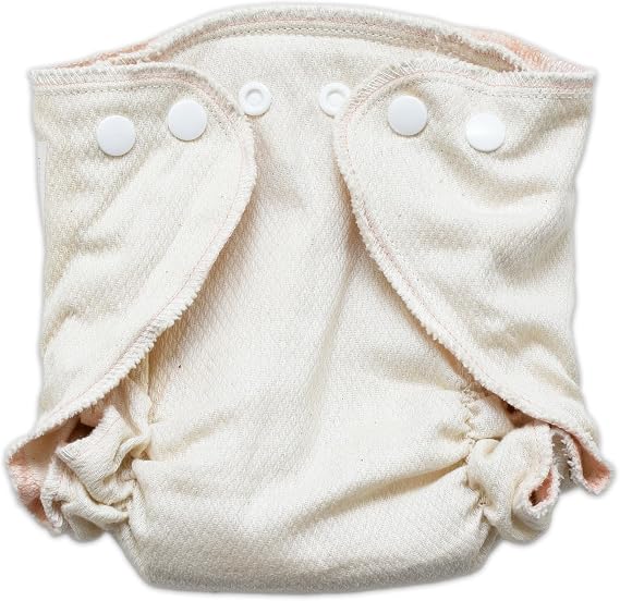 Osocozy Fitted Organic Diaper, 100% GOTS Certified Organic Cotton Birdseye Weave Fabric. Soft and Absorbent. Easy Snap Closures. Sewn in the USA. (Size: Small 7-13 Lbs)