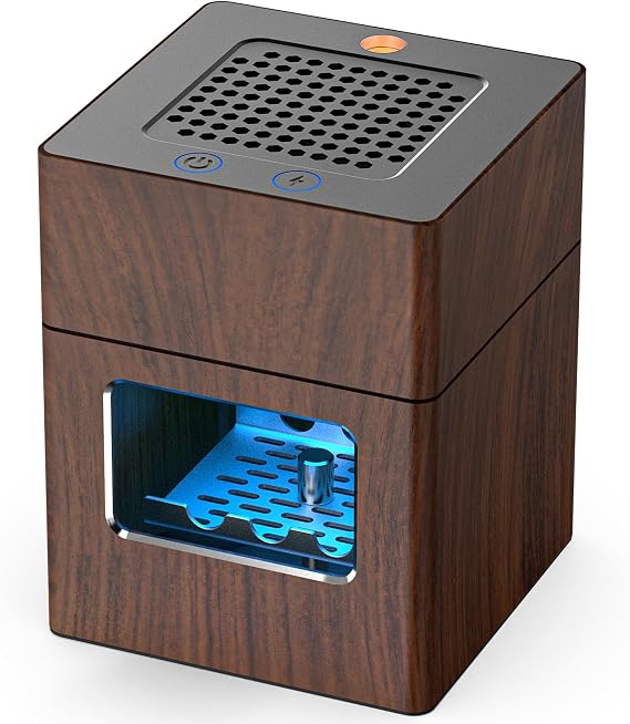 Multifunctional Smokeless Ashtray,HEPA Filter Smokeless Ashtray Indoor with Lighter,USB Rechargeable Smoke Removing ashtray for home,bedroom,office,car(Dark walnut)(AP078)