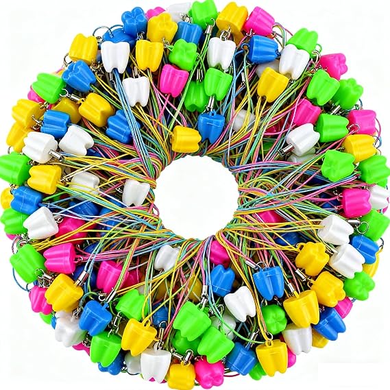 100 PCS Tooth Saver Necklaces Tooth Necklace Little Box for Lost Teeth Milk Teeth Storage Cases for Tooth Fairy Bag Dentist's Office School Classroom Accessories Supply