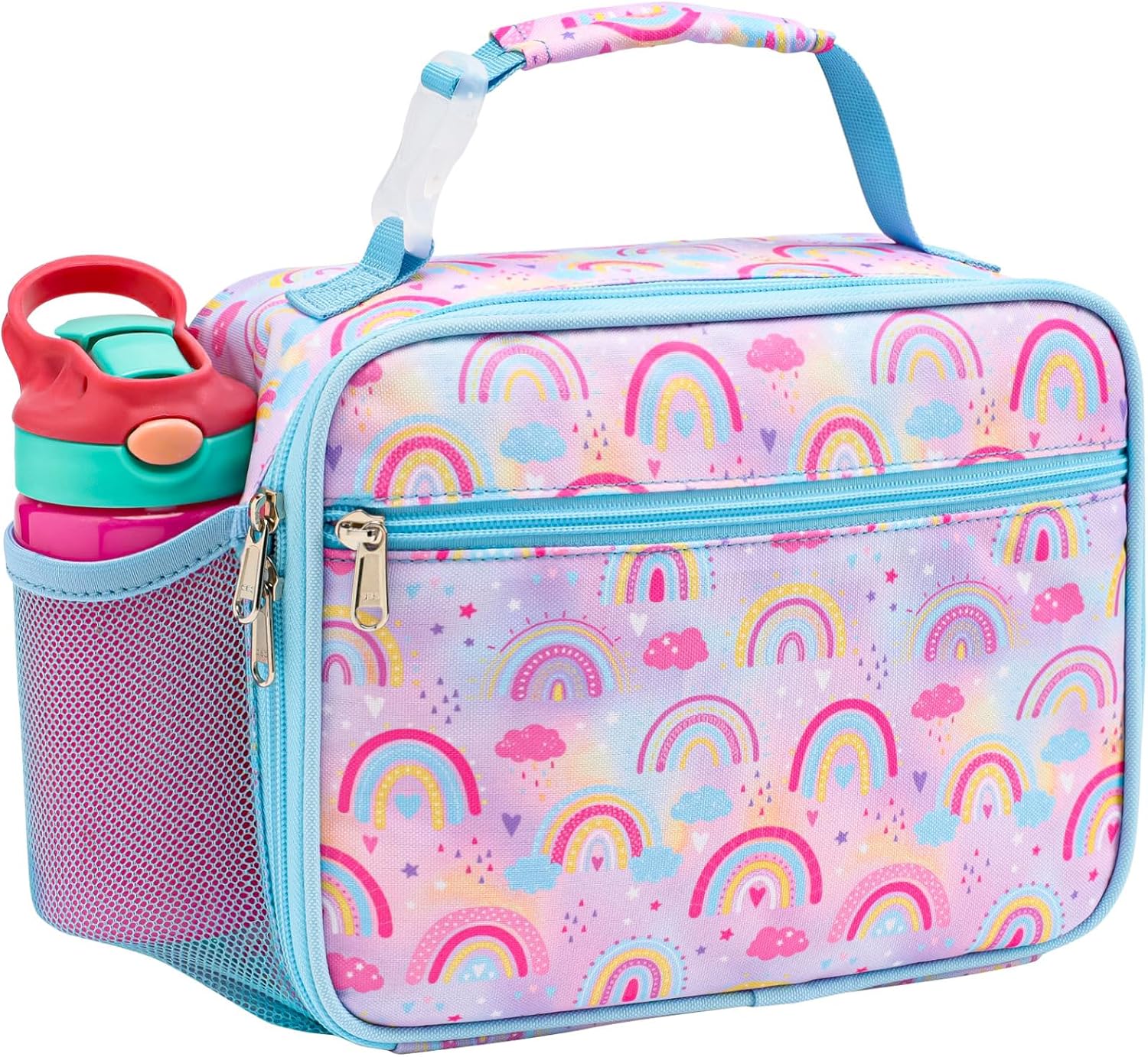 Bagseri Lunch Bag for Girls - Kids Lunch Box for Girls Reusable Leak-Proof and Insulated Kids Lunch Bag Toddler Lunch Box for Daycare and School, Pink Rainbow Water Bottle Not Included