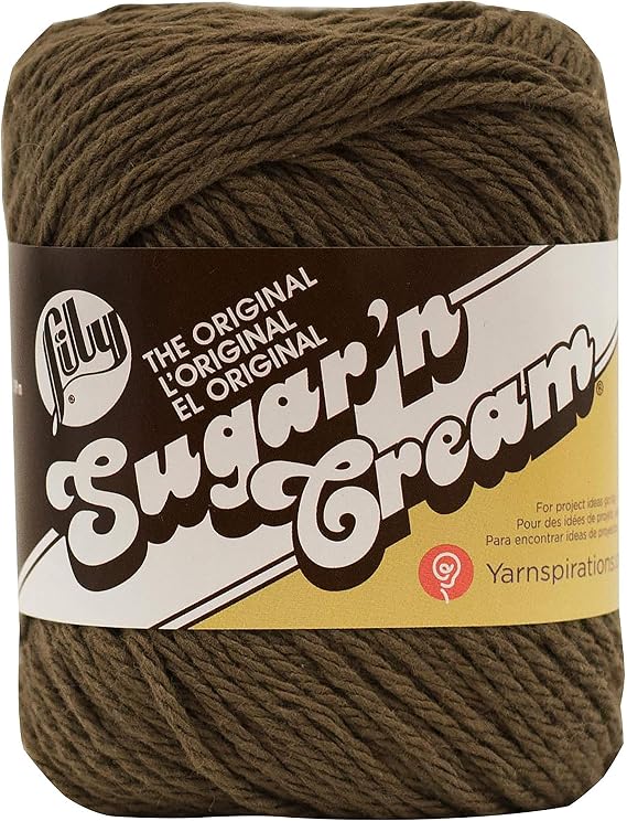 Lily Sugar 'N Cream The Original Solid Yarn, 2.5oz, Medium 4 Gauge, 100% Cotton - Warm Brown - Machine Wash & Dry