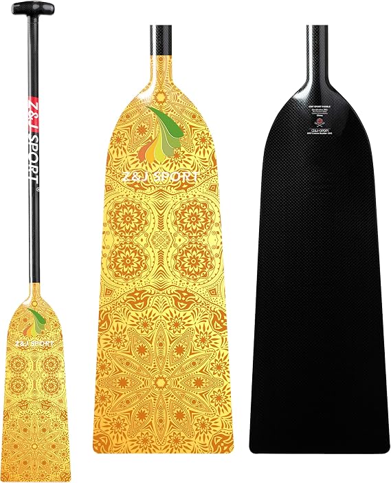 Z&J SPORT Dragon Boat Paddle Full Carbon Fiber with T Handle, IDBF Approved Paddle with Graphics for Dragon Boat