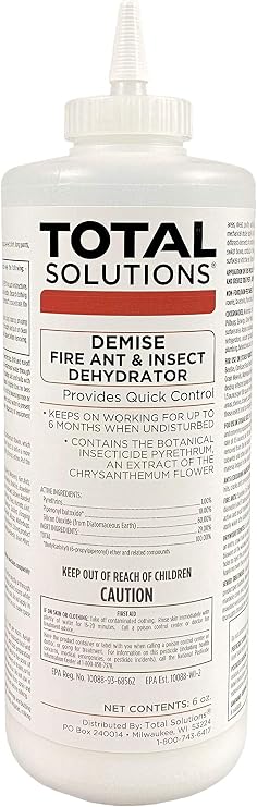 Demise | Powdered fire ant and Insect dehydrator Featuring Pyrethrin for Fast Knockdown of pests and Silicon Dioxide to dehydrate Insects on Contact. (6 oz)