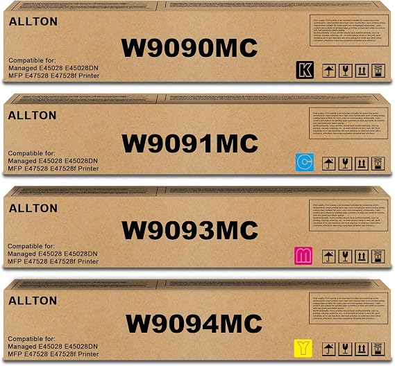 W9090MC High Capacity Toner Cartridge compatib W9090MC W9091MC W9092MC W9093MC Toner Replacement for for Color Managed E45028 E45028DN MFP E47528 E47528f Printer(4-Pack,B/C/M/Y)