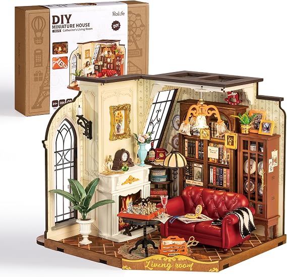 Rolife Living Room DIY Miniature House Kit with LED Light