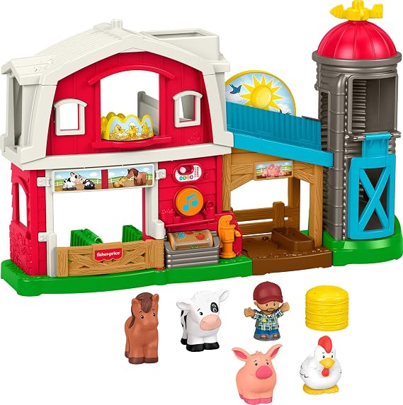 Fisher-Price Little People Toddler Toy Caring Fun Animal Farm Playset, Musical Learning & 6 Pieces for Preschool Pretend Play Kids Ages 1+ Years