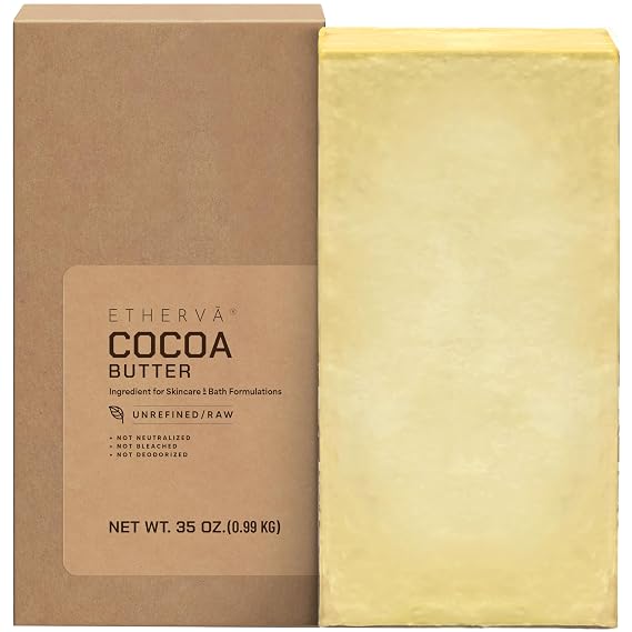 Raw Cocoa Butter | Bulk 2.18 lb | Natural Aroma of Cacao | Pure Unrefined | Non-Deodorized & Unbleached | Rural Coop | DIY Coco Body Butter | For Skin, Body & Hair | 35 Oz