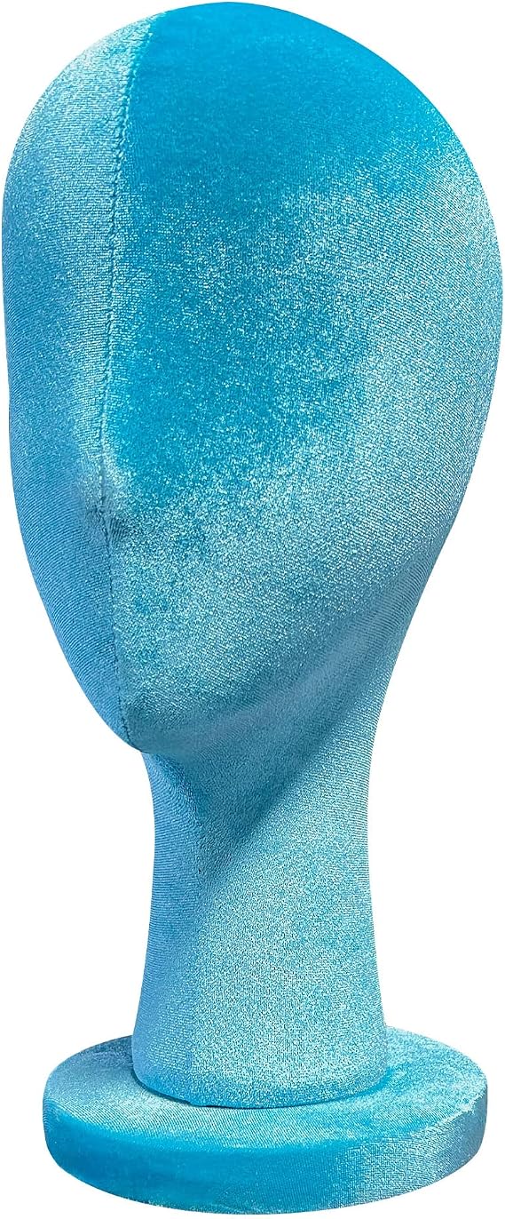 Female Blue Head Mannequin, Velvet Wig Head Stand Dress Form, Head Model Can Wear Earring Head for Hat Wig Jewelry Clothing Fabric Head Model Rose Red 35cm