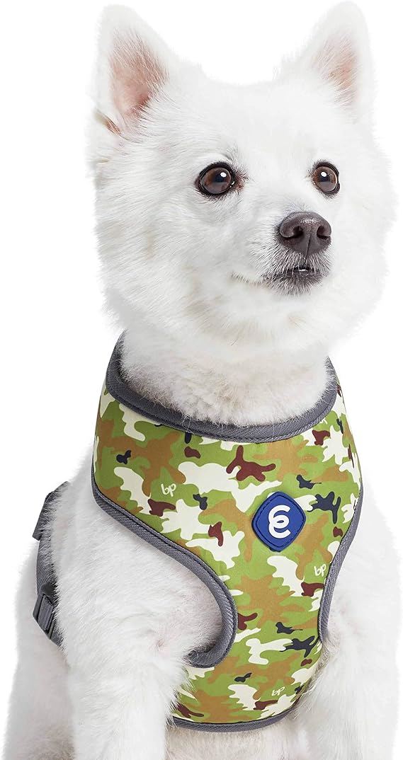 Blueberry Pet Essentials Soft & Comfy Green Camo Print Camouflage Dog Harness Vest, Chest Girth 13" - 16", X-Small, Adjustable Harnesses for Dogs