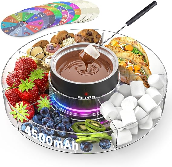 FEPPO Cordless Electric Fondue Pot Set with Mood Light