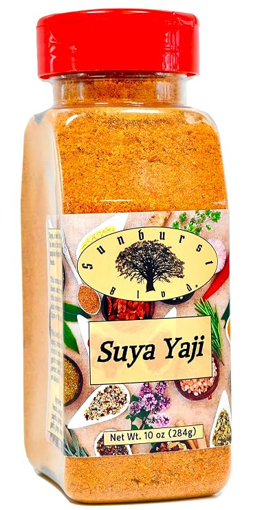 Suya Yaji Seasoning 10 oz Traditional Nigerian Kebab and Grilled Meat Pepper Spice by Sunburst Blvd