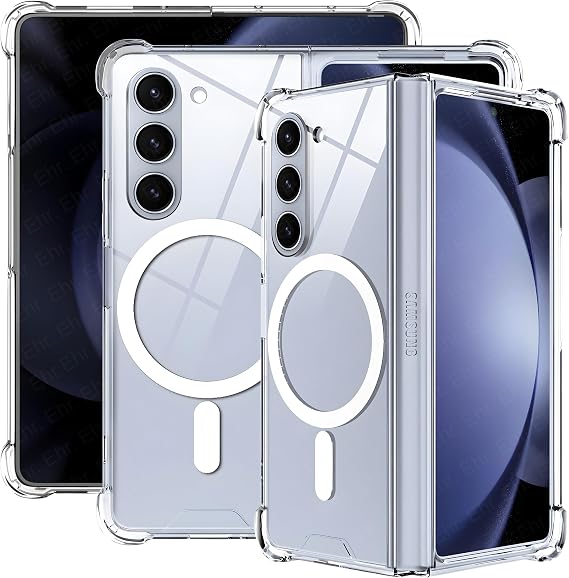Ehr. Samsung Galaxy Z Fold 5 Uyumlu Kamera Korumalı Magsafe Wireless Şarj Özellikli Şeffaf Kılıf (Şeffaf, Samsung Galaxy Z Fold 5)