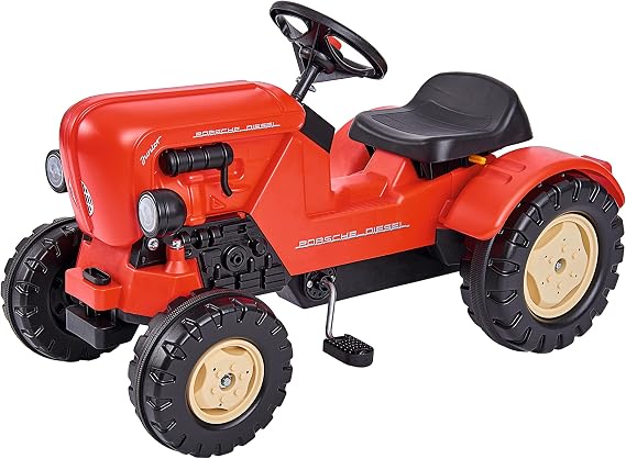 BIG - Porsche Diesel Junior - Children's Pedal Tractors Toy Vehicle with Precision Chain Drive Adjustable Seat up to 50 kg Porsche Licence for Children from 3 Years Red