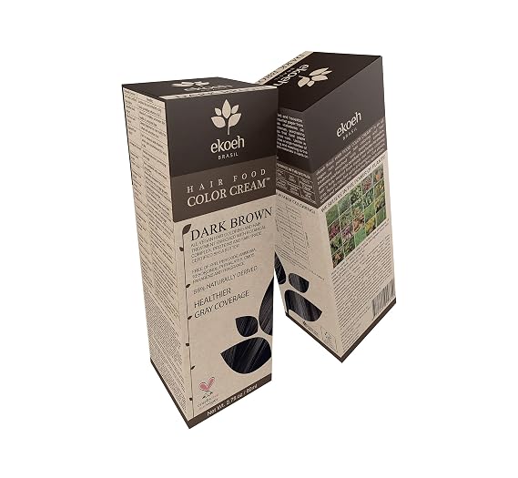 Hair Color EKOEH BRASIL Cream Dark Brown, PPD FREE, VEGAN 2.7fl.oz