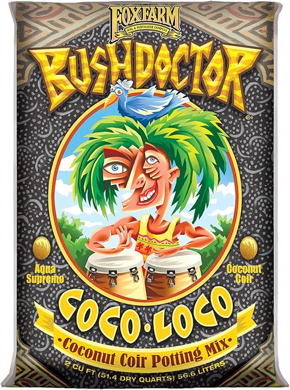 FoxFarm Bush Doctor Coco Loco Potting Mix, 2cu ft - Extends Your Watering Schedule, Triple-Washed to Reduce Salt Content - Perfect for Cultivating Vigorous Plants