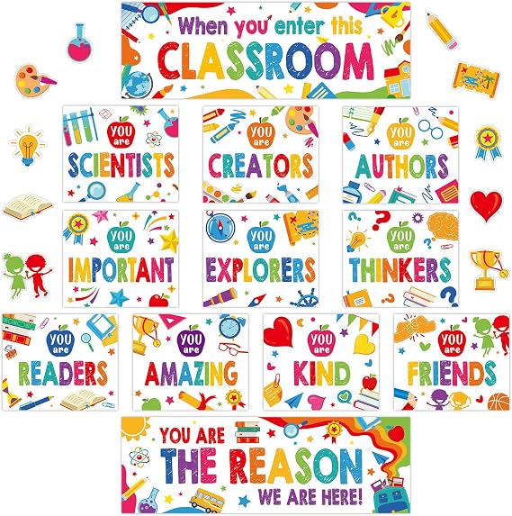 Supervitae 22 Pcs Motivational Classroom Posters, Growth Mindset Bulletin