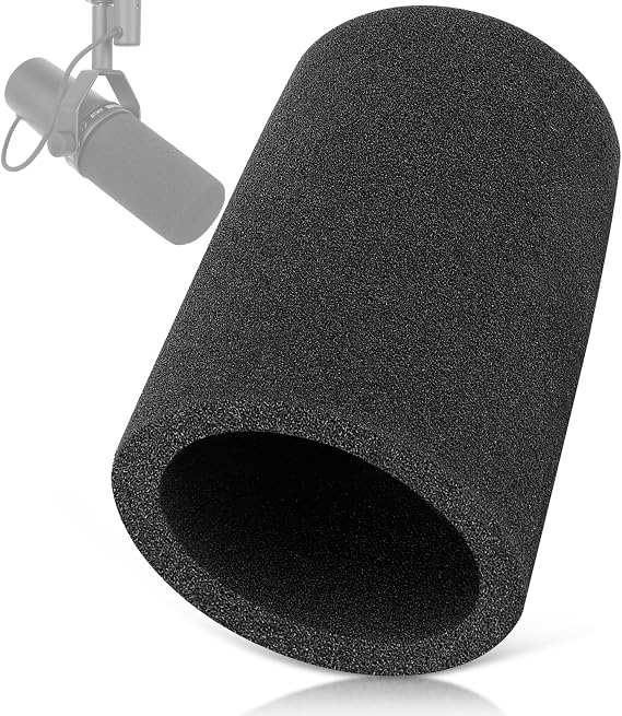 ChromLives Windscreen for SM7B, Microphone Pop Filter Compatible with Shure SM7B, Mic Foam Cover Replacement, Mic Cover Wind Foam for Noise Reduction, Black