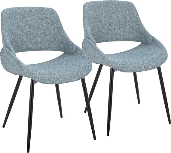 LumiSource Fabrico Chair, Upholstered Dining Chairs, Mid-Century Modern Dining Chair, Kitchen Chairs for Dining Table, Dining Chairs Set of 2
