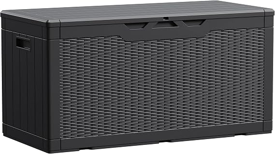 Devoko 100 Gallon Waterproof Resin Deck Box, Large Outdoor Storage Box
