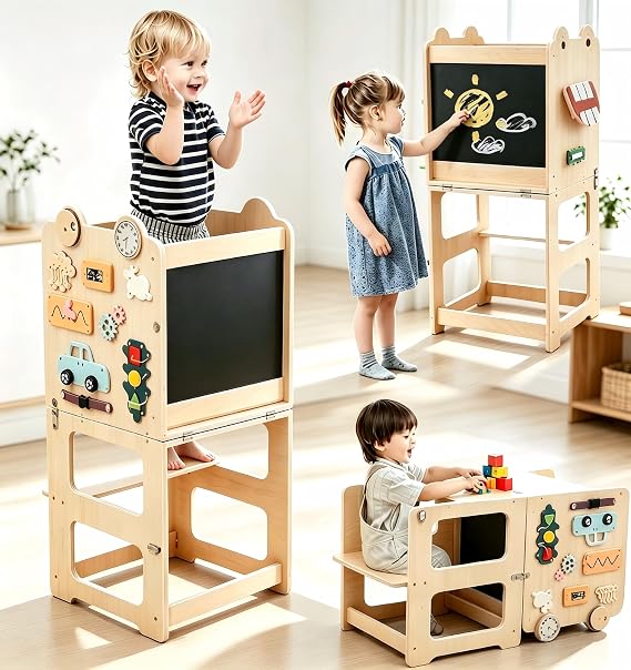 Kids Step Stool,Wooden Learning Tower,Kitchen Stool Helper for Toddlers