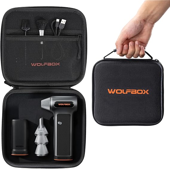 WOLFBOX Hard Carrying Case for MF200 Electric Air Duster [CASE ONLY, Device Not Included], Shockproof Travel Storage Bag for Compressed Air Blower & Accessories, Splash-Proof