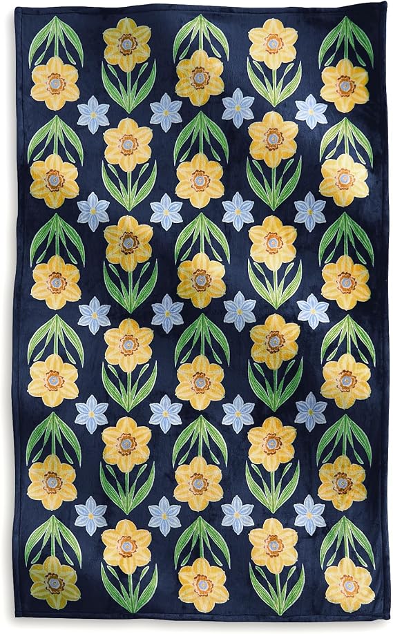 Vera Bradley Women's Fleece Plush Throw Blanket, Daffodils Subtle, One Size