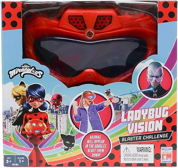 Miraculous Ladybug Vision Blaster Challenge, Capture Akumas with Wrist Shooter and Ladybug Vision Goggles, Indoor & Outdoor Fun, Exciting Party Game for Girls Age 5+