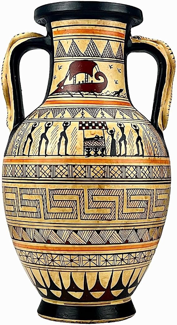 Attic Geometric Amphora with Snake-Shaped Handles Ancient Greek Pottery 10.24in