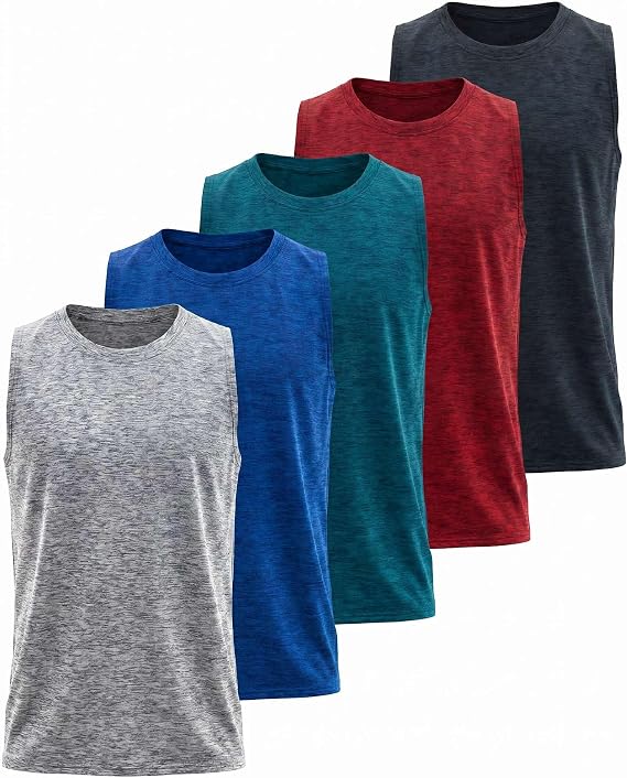 5 Pack Boys' Dry Fit Tank Tops Muscle Athletic Sleeveless Running Sports