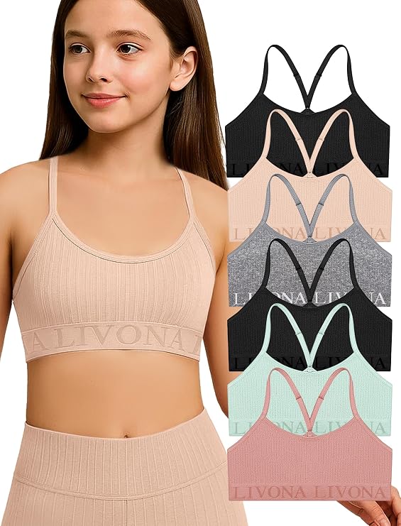 Seamless Bralette Set - Soft Training Bras & Sports Bras for Teens, Comfortable Wire-Free Bras for Girls