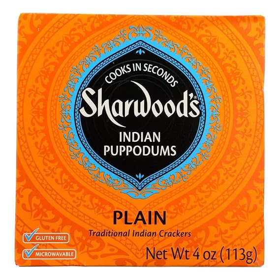 Sharwood Plain Traditional Indian Crackers - Case of 12 - 4 OZ