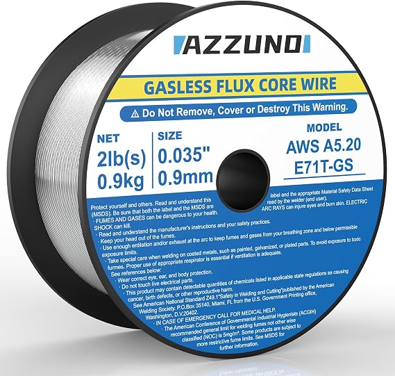 AZZUNO Flux Core Mig Welding Wire, Gasless Mig Wire .035" 2-LB, 1-PACK