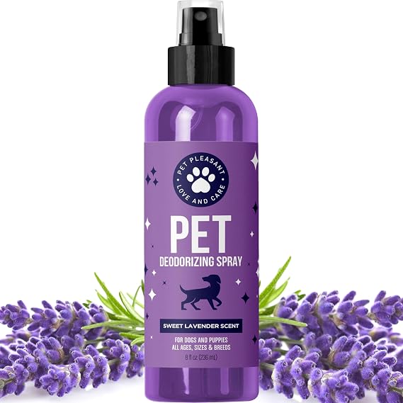 Lavender Oil Dog Deodorizing Spray - Dog Spray for Smelly Dogs and Puppies and Dog Calming Spray with Lavender Essential Oil - Lightly Scented Dog Deodorizer for Smelly Dogs and Dog Essentials