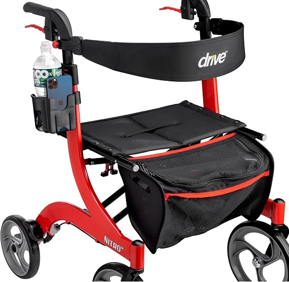 Clip-On Cup and Phone Holder Compatible with Drive Medical Nitro Rollator Walkers (Standard)