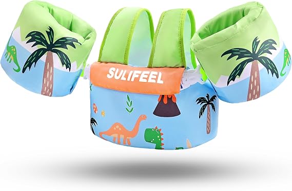 Toddler Swim Vest for 20-66 lbs Kids Floaties Swim Jacket with Arm Water Wings for Girls Boys 2 3 4 5 6 7 Years Old Sea Beach Pool