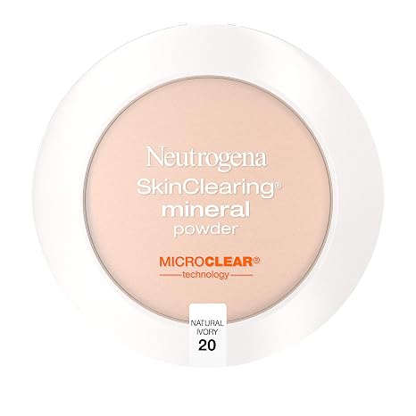 Neutrogena SkinClearing Mineral Acne-Concealing Pressed Powder Compact, Shine-Free & Oil-Absorbing Makeup with Salicylic Acid to Cover, Treat & Prevent Breakouts, Natural Ivory 20, .38 oz