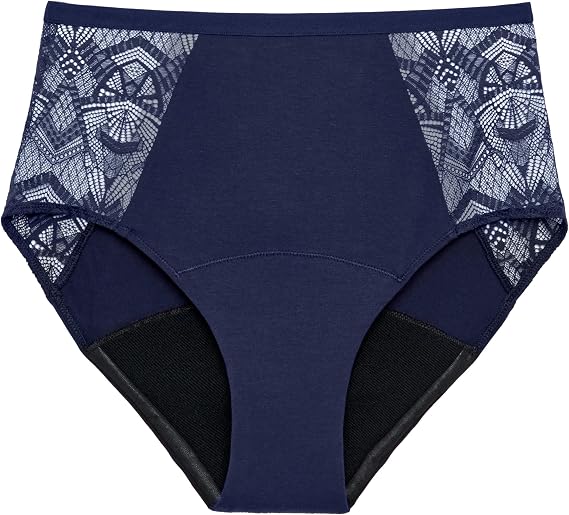 Thinx Ultra-Soft Hi-Waist Period Panties for Women, Leakproof, Reusable, Lace Trim, Holds Up to 12 Tampons