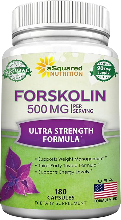 aSquared Nutrition Forskolin 500mg Per Serving Max Strength-180 Capsules, Supplement for Pure Weight Loss Fuel, Coleus Forskohlii Root - Forskolin Diet Pills, Belly Buster Fat Burner 2X Slim Trim Lose