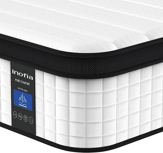 Inofia Twin XL Mattress, 12 Inch Hybrid Innerspring Single Mattress Cool Bed, Breathable Soft Knitted Fabric Cover, Twin XL Size