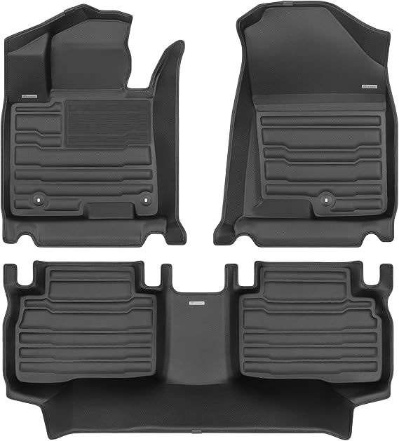 TuxMat - for Hyundai Tucson Hybrid 2022-2027 Models - Custom Car Mats - Maximum Coverage, All Weather, Laser Measured - This Full Set Includes 1st and 2nd Rows