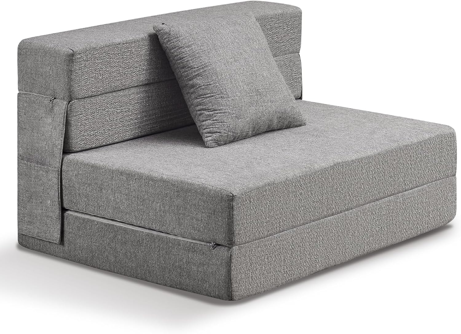 Z-hom Folding Sofa Bed, 6 inch Foldable Mattress Convertible Sleeper Chair Floor Mattress Couch, Convertible Sofa Bed with Pillow & Washable Cover for RoomOfficeDorm 76 x 39 x 6 Light Grey