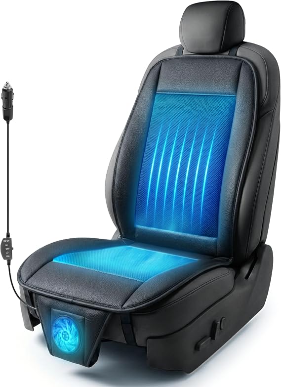 ZONETECH Cooling Car Seat Cushion 12V Black Automotive Adjustable Temperature Comfortable Car Seat Cooling Pad, Cooling Car Seat Cover for Car SUV Truck Universal Fit