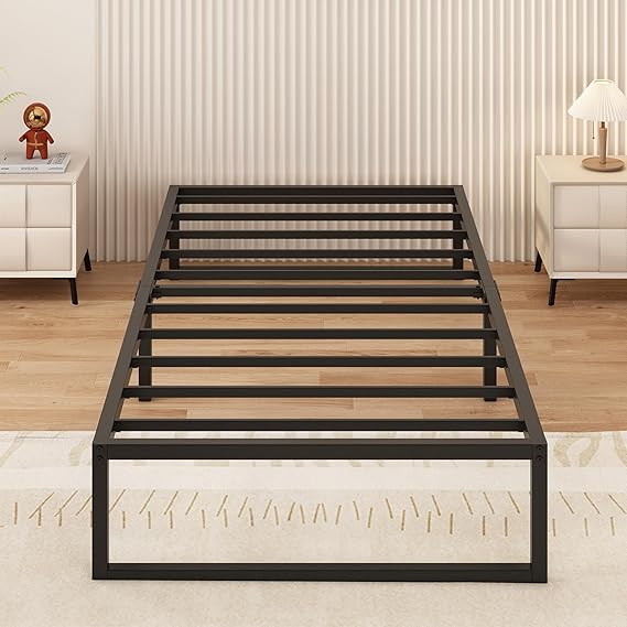 Yicensen Single Bed Frame 90x190 cm Metal Platform Bed Single, Noise Free | Steel Slat Support, Easy Assembly, No Box Spring Needed, 36cm High, Black