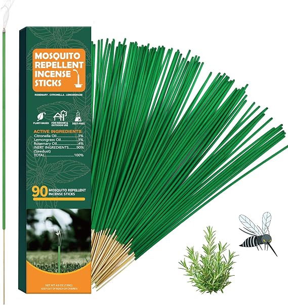 90 pcs Mosquito Repellent Outdoor Patio Sticks, Citronella Repellent Incense Sticks, Natural Essential Oil Incense, Repel Mosquito for Indoor, Patio, Camping, Fishing
