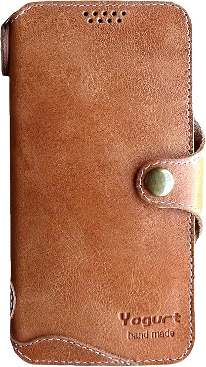 Yogurt Case for Google Pixel 8-5G, Genuine Leather Wallet Cover for Pixel 8, Handmade Brown